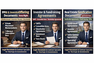 draft real estate syndication and investment legal documents for US deals