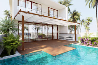 do 3d architectural design realistic render tropical villa