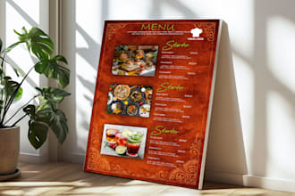 design a modern eye catching menu design and food flyer design