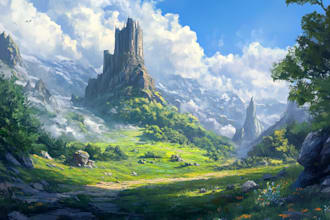 digitally paint fantasy landscape