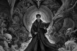 do a creepy and dark horror art illustration