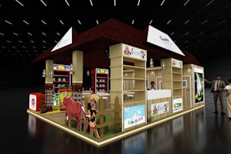 design realistic 3d exhibition stall using 3ds max and vray