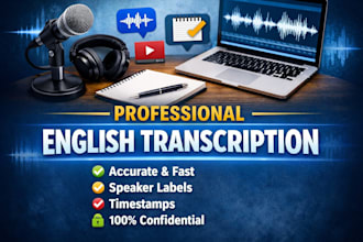 professionally transcribe english audio and video into text