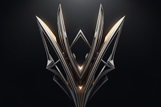 design a futuristic, sharp edge metal logo for tech