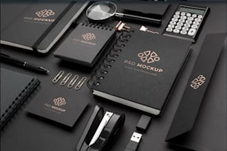 redraw, and vectorize your logo with clean png and mockups