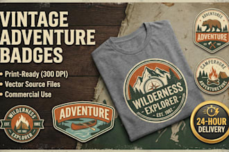 design vintage retro outdoor adventure badges for tshirts
