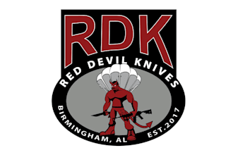 design professional war prop mean logo for red devil knives