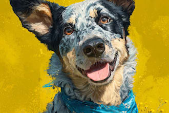 draw a pet portrait digital art, cat, dog portrait, pet memorials