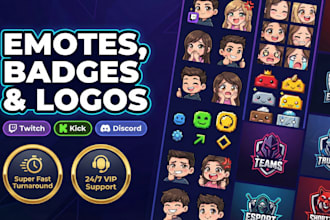 design custom emotes, sub badges, and logo for twitch, kick, and discord