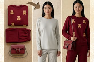 do realistic dress swap and outfit change image editing
