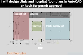 design clinic and hospital floor plans in autocad or revit for permit approval