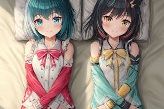 draw a dakimakura illustration for your vtuber, fanart anime