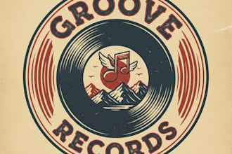 design a vintage vinyl record logo