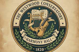 design a timeless classical music logo with artistic style