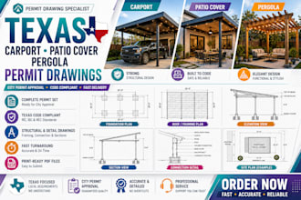 prepare texas carport patio cover and pergola permit drawings
