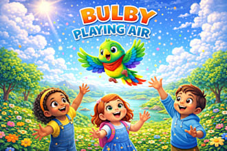 draw 3d colorful children story book illustrations for kids