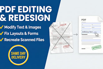 design, redesign, recreate, fixing any PDF document or form