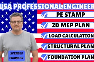 do 2d mep plan, structural plan load calculation for permit approval in ca,tx