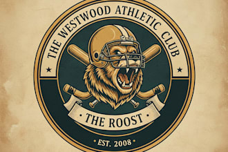 create a custom sports bar logo with sporty and fun style