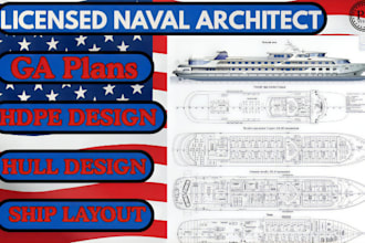 prepare detailed ga plans, hull design and ship layout for marine construction