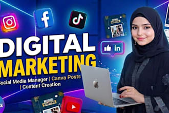 do digital marketing manage social media create content and canva pro design