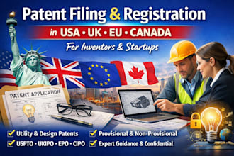 do patent filing and registration in USA UK eu canada for inventors and startups