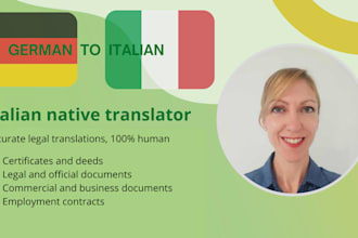 provide accurate german to italian legal translations