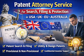 do patent attorney service for search, filing, protection in USA UK eu australia