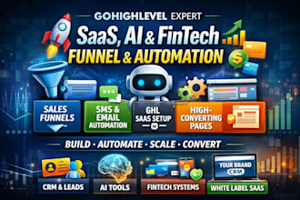 setup gohighlevel saas, ai tools, fintech sales funnels, and SMS email automati