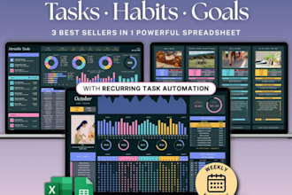 do custom task tracker habit tracker goal planner excel google spreadsheet