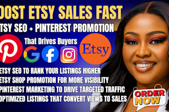 promote etsy shop with etsy SEO, pinterest marketing ads to boost etsy sales