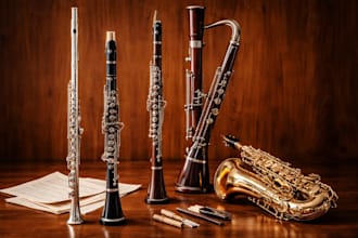 record professional flute, clarinet tracks for your project and music sheet