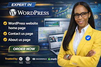 redesign your wordpress website home page, contact us page, and about us page