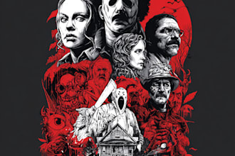 design a unique 90s vintage horror graphic tee and merch