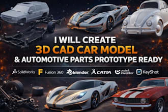 create 3d cad car model automotive parts prototype ready