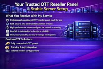 setup reliable reseller panel with mega ott, strong8k, trex, lion ott, b1g