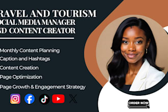 be your travel and tourism social media manager and content creator