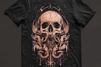 draw dark art, illustration, horror, skull, t shirt metal
