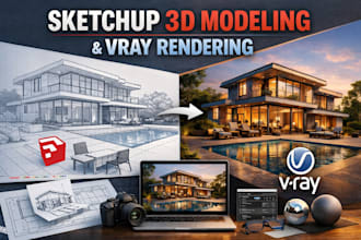 do sketchup 3d modeling and vray rendering
