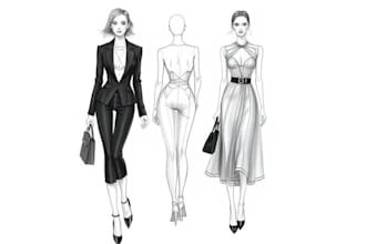 draw a fashion illustration or sketch of a figure in clothes