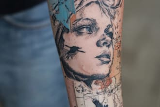 draw realistic tattoo, tattoo sleeve design, tattoo