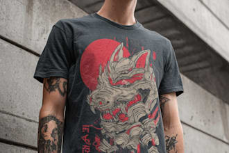 make a japanese t shirt illustration