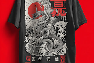 do a japanese t shirt illustration