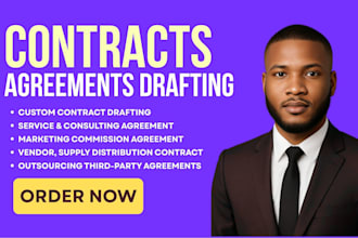 draft contracts agreements for service, consulting, vendor agencies