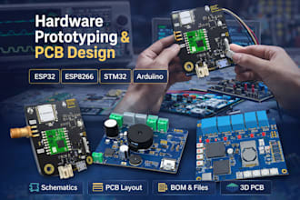 make hardware prototyping, schematic, pcb design esp32,esp8266,stm32,arduino