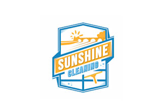 design unique sun shine cleaning logo