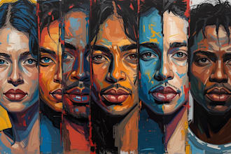 illustrate people portraits in an expressive abstract style