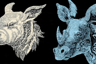 create animal linocut tshirt design for brands