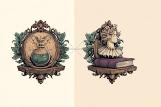 design vintage retro logo with illustration