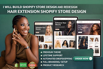 build shopify store design and redesign hair extension shopify store design